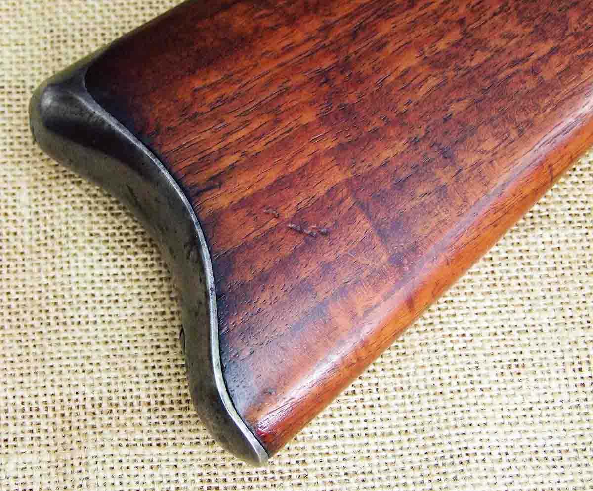 The curved buttplate on this Remington Sporting rifle is unique.
